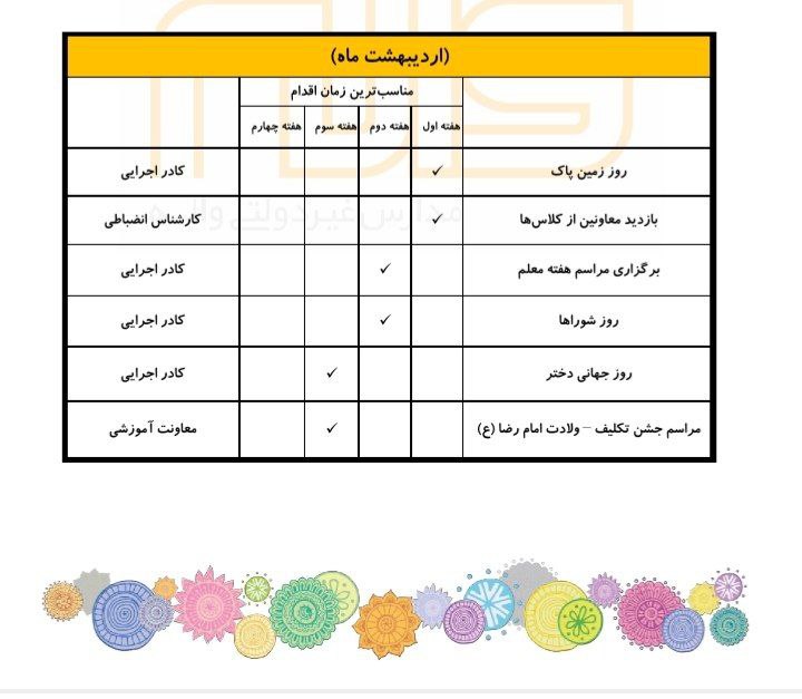 تقویم اجرایی اردیبهشت 1404